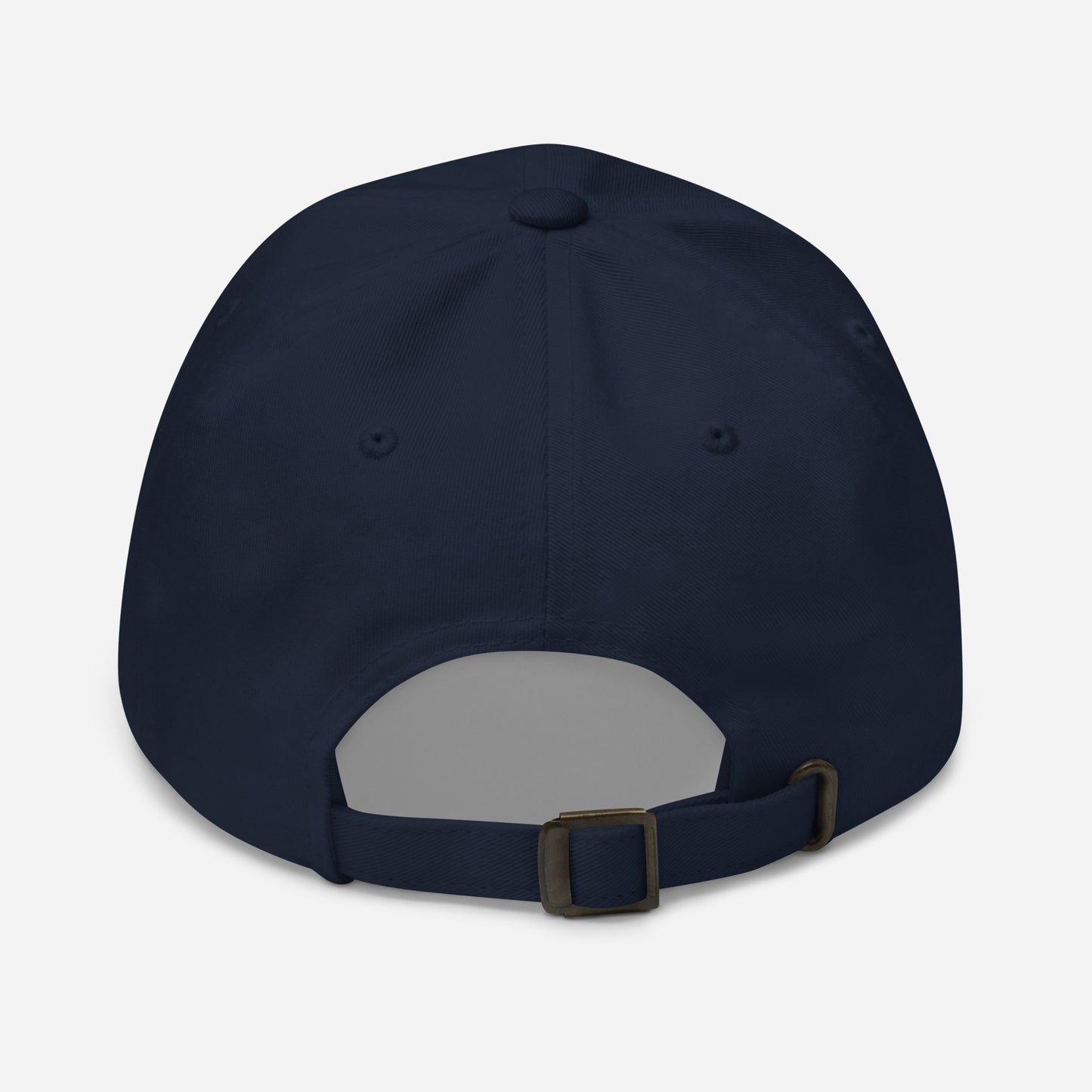 Navy dad hat back view with adjustable strap — Archive Club Cap