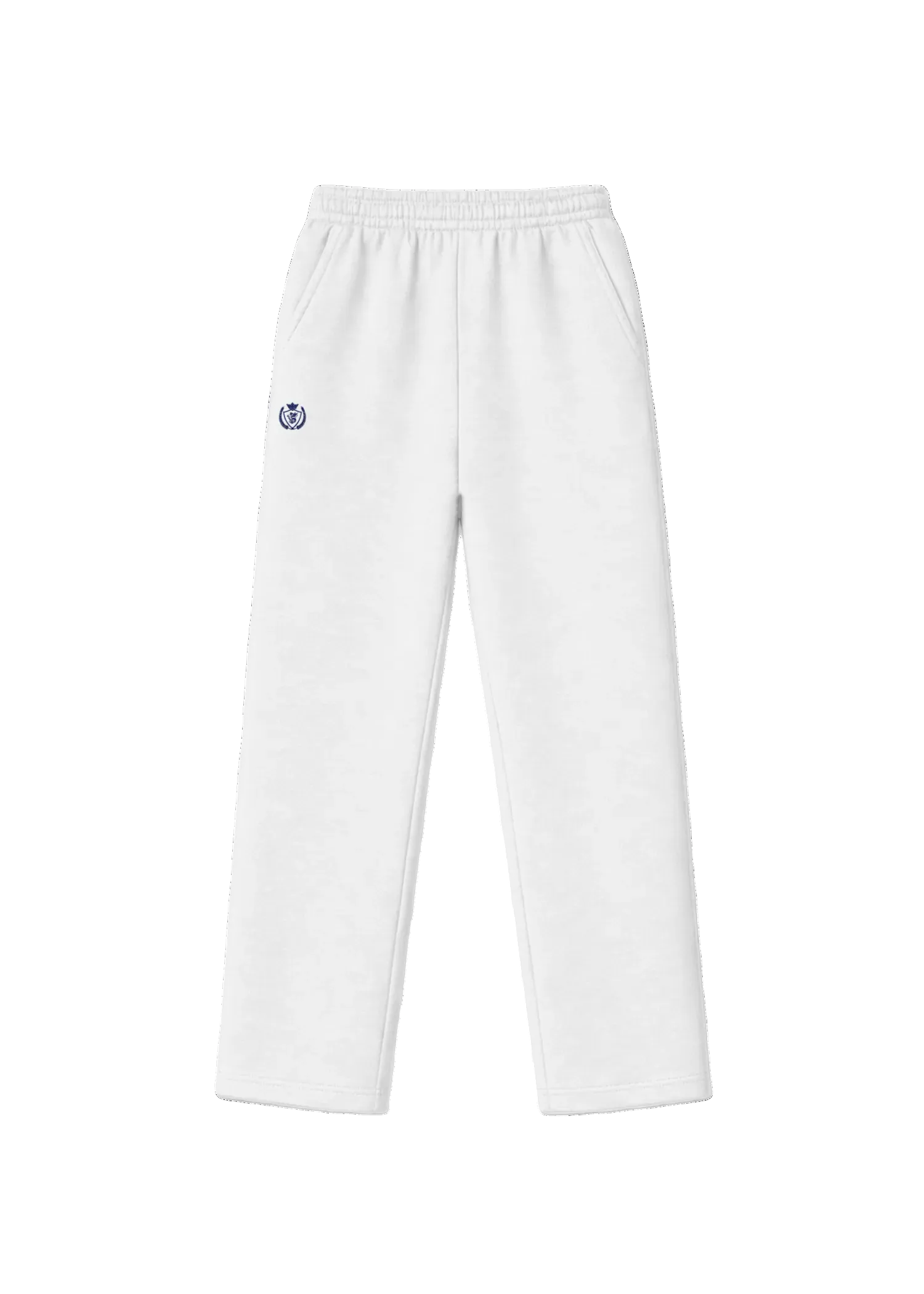 Archive Open-Leg Jogger white front view — heavyweight cotton trackpants made in Germany