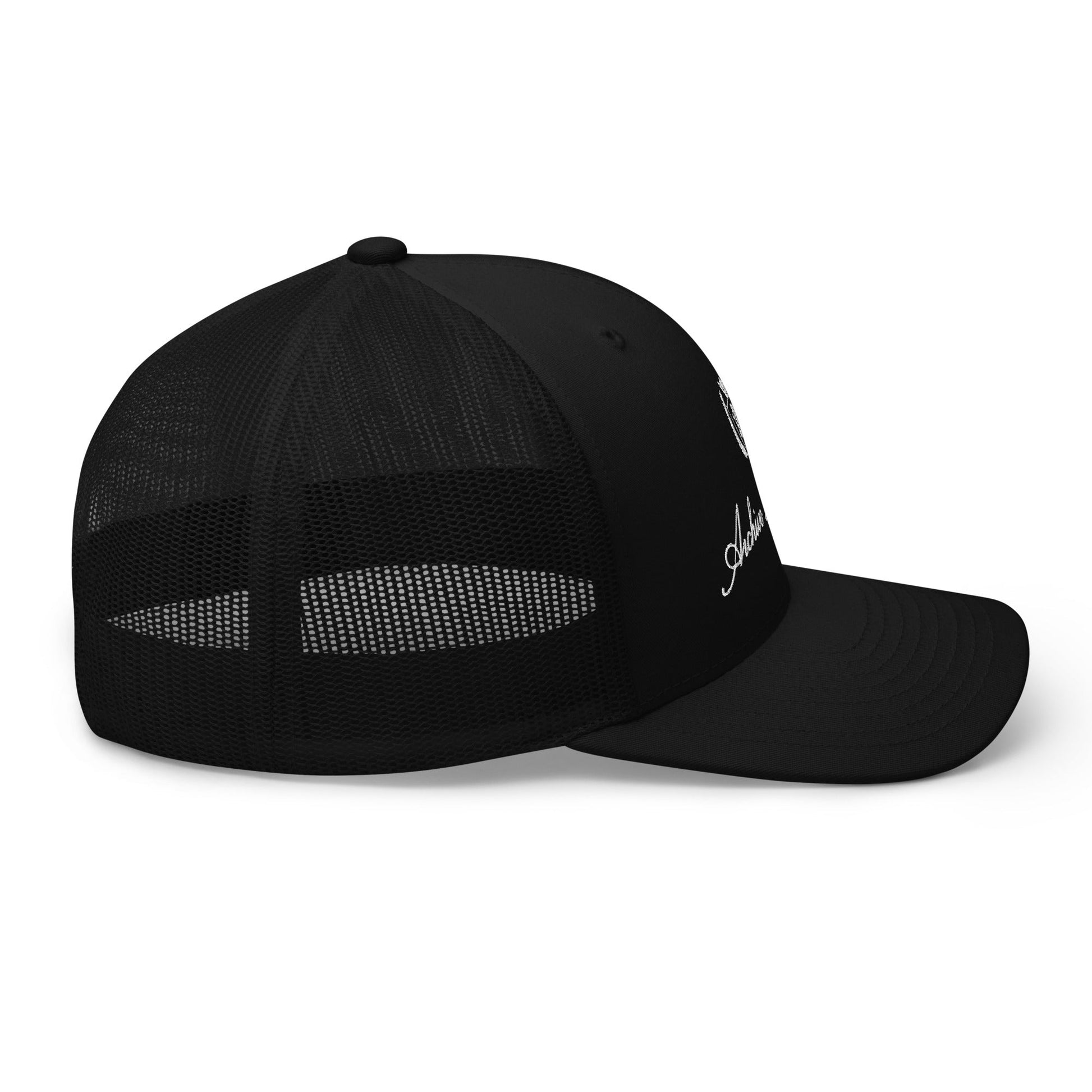 Archive Club Cap black trucker hat right side view — Archive Department