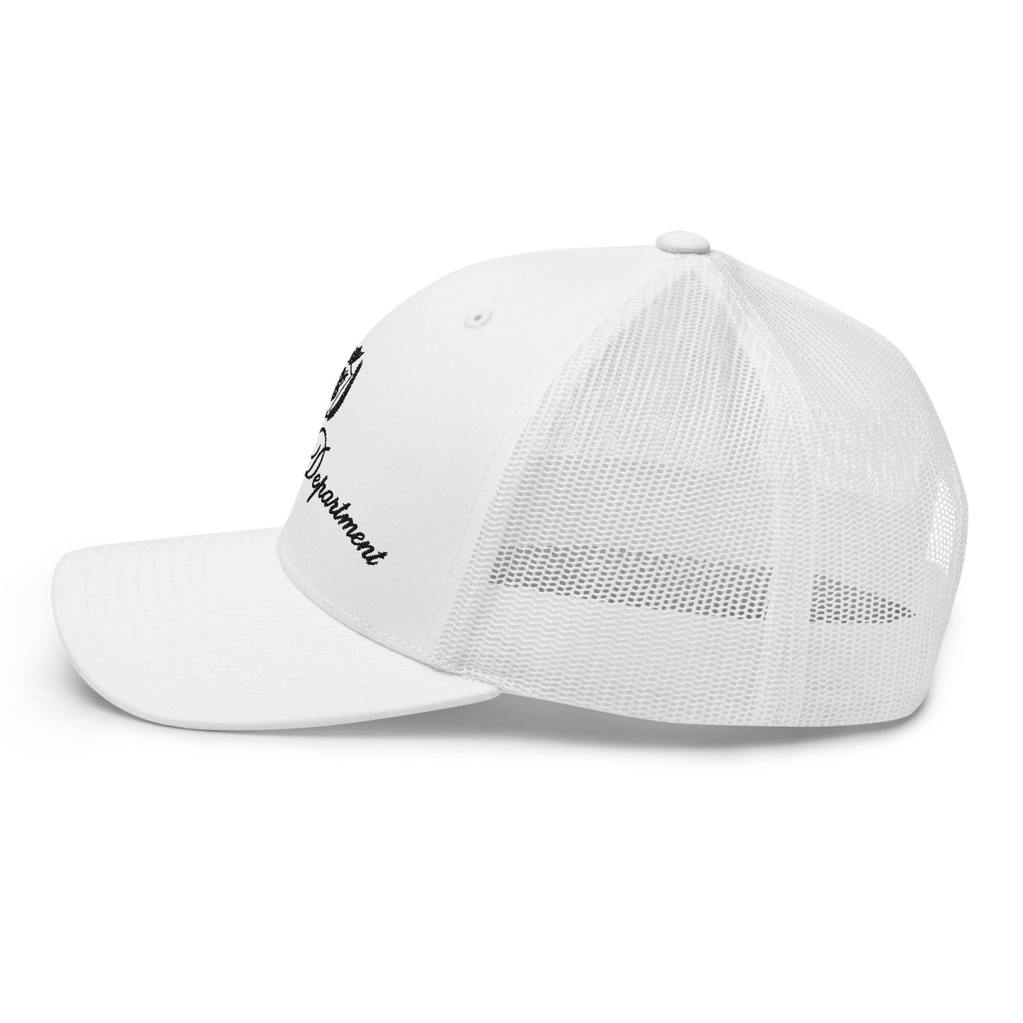 Archive Club Cap white trucker hat left side view — Archive Department
