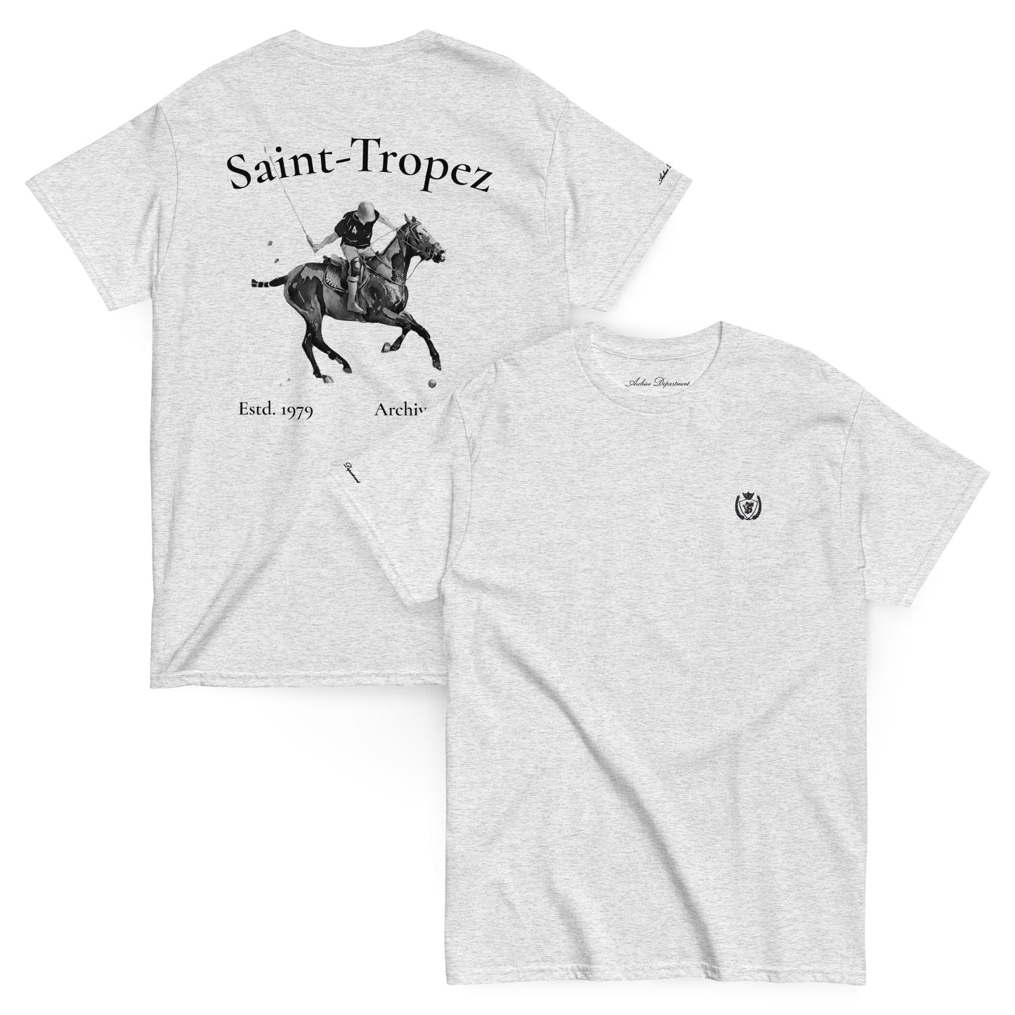 St. Tropez Horse T-Shirt ash front and back — Summer Drop