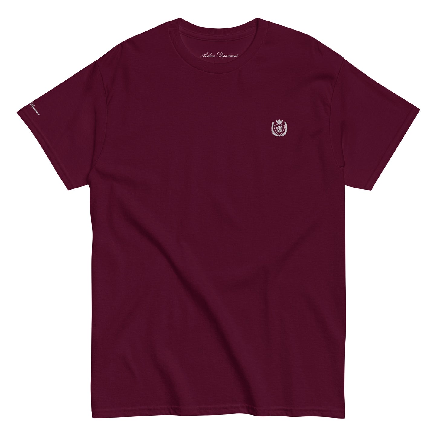 Archive Basic Tee maroon front view — heavyweight cotton T-Shirt