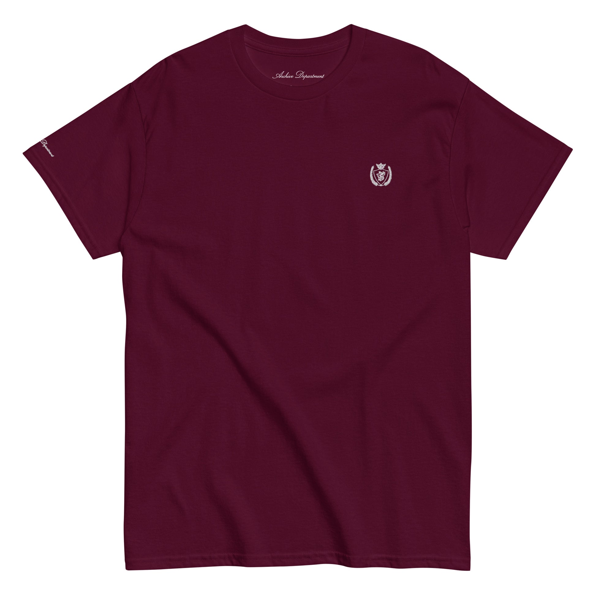 Archive Basic Tee maroon front view — heavyweight cotton T-Shirt