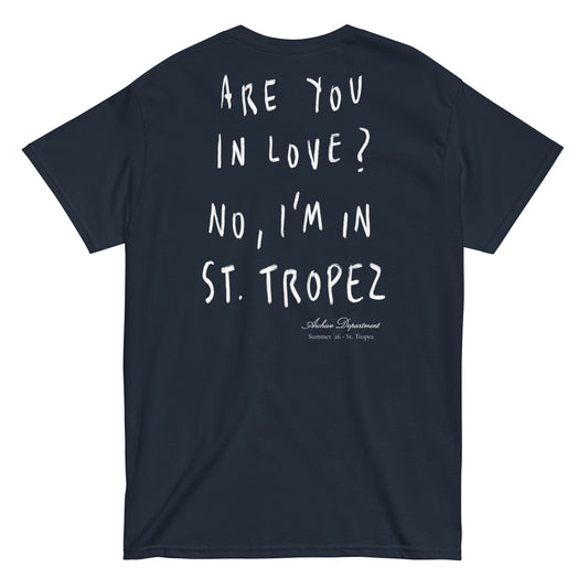 St. Tropez Are You In Love T-Shirt navy back graphic — Summer Drop 2026