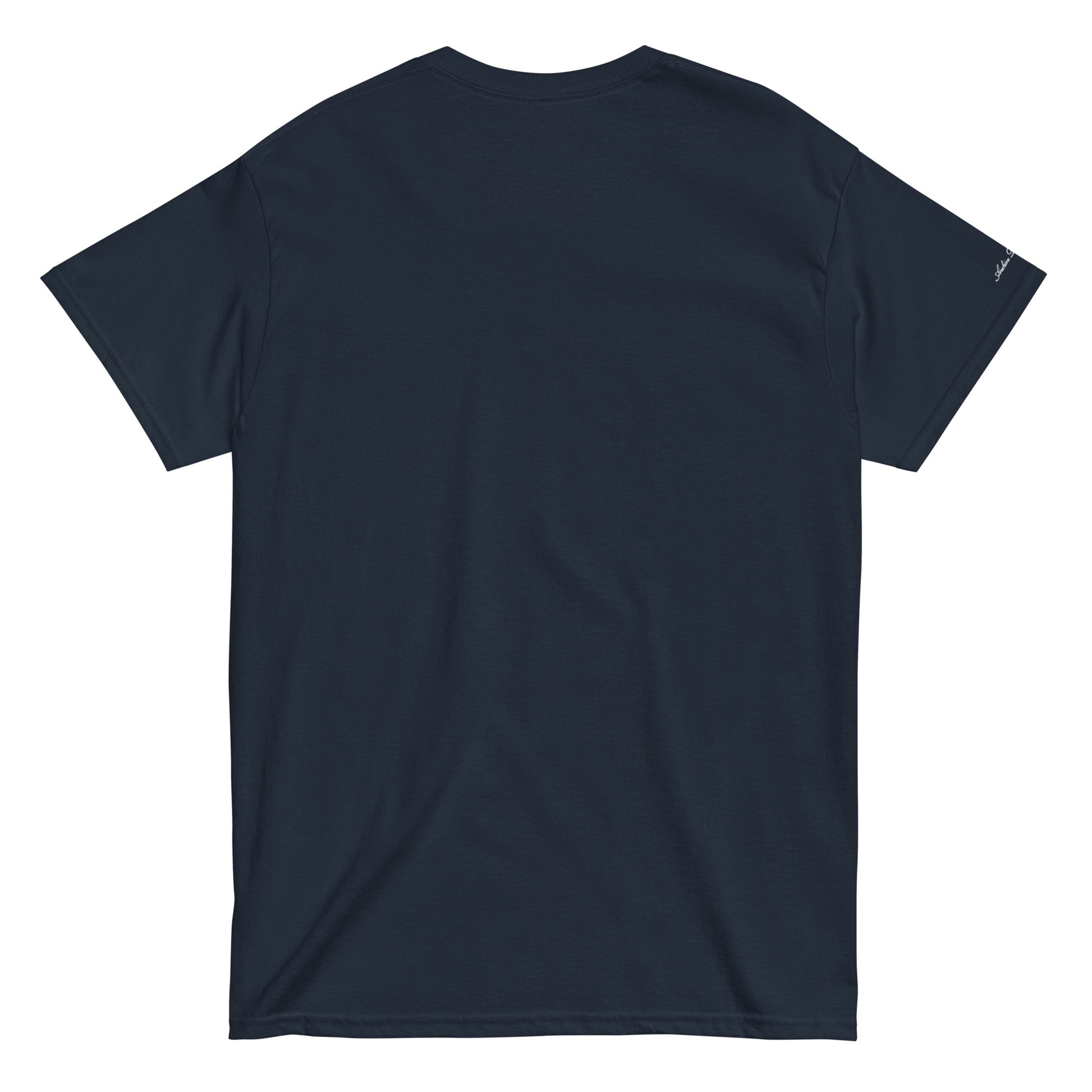 Archive Basic Tee navy back view — Archive Department core piece