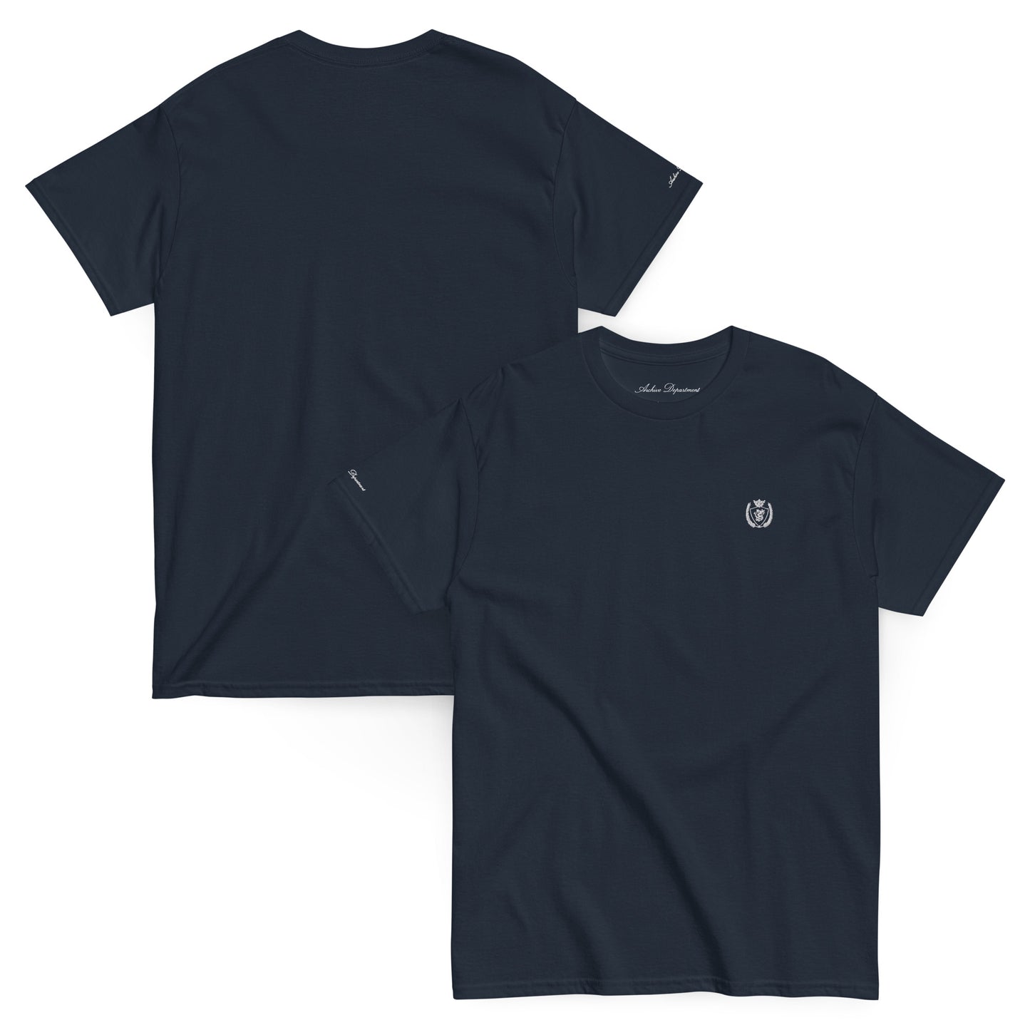 Archive Basic Tee navy front and back — Archive Department