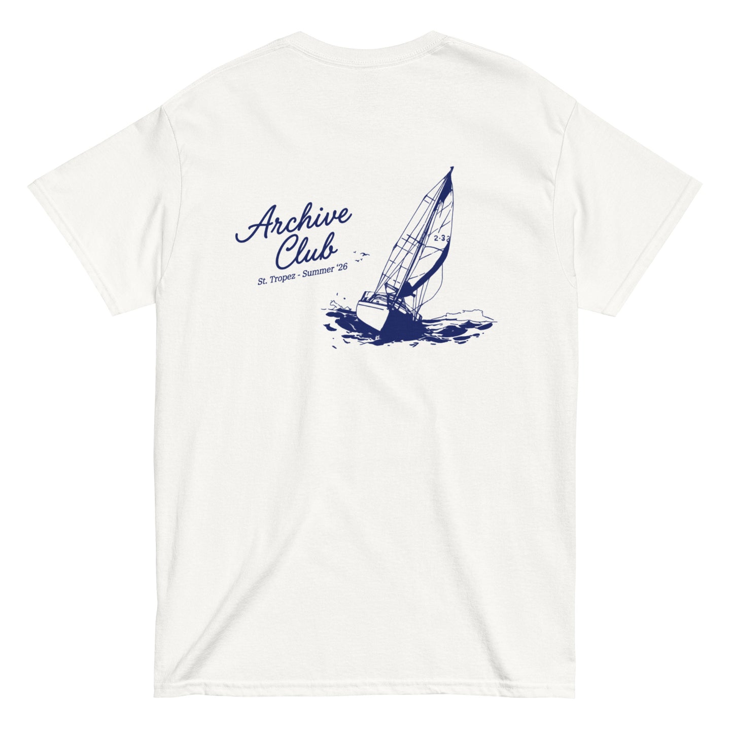 St. Tropez Boat T-Shirt white back nautical graphic — Summer Drop 2026
