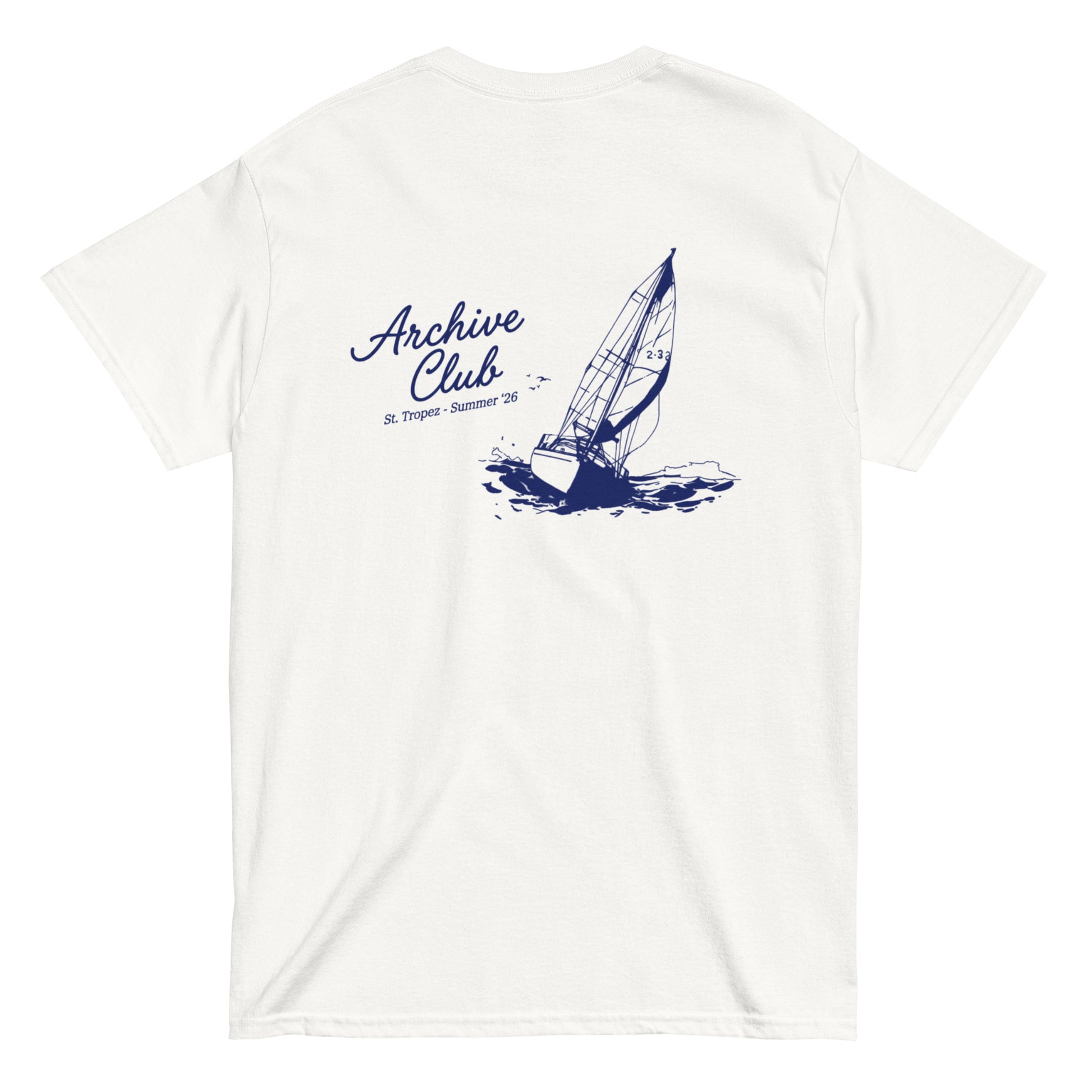 St. Tropez Boat T-Shirt white back nautical graphic — Summer Drop 2026