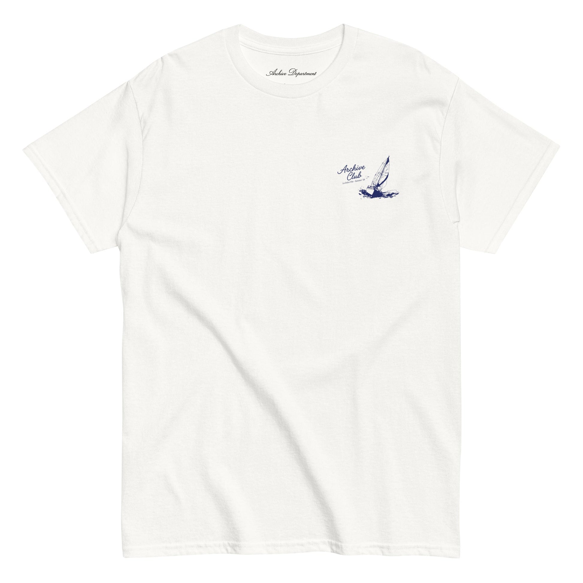 La Dolce Vita T-Shirt white cotton unisex tee front view — Archive Department