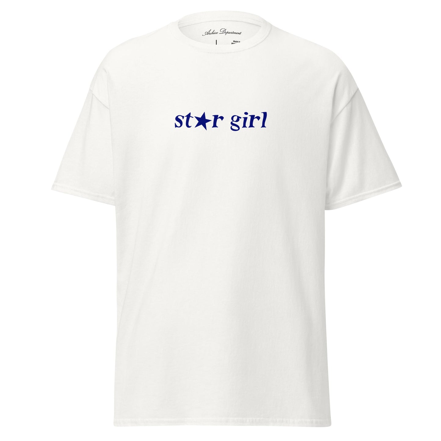 Star Girl T-Shirt white cotton tee front detail — Archive Department
