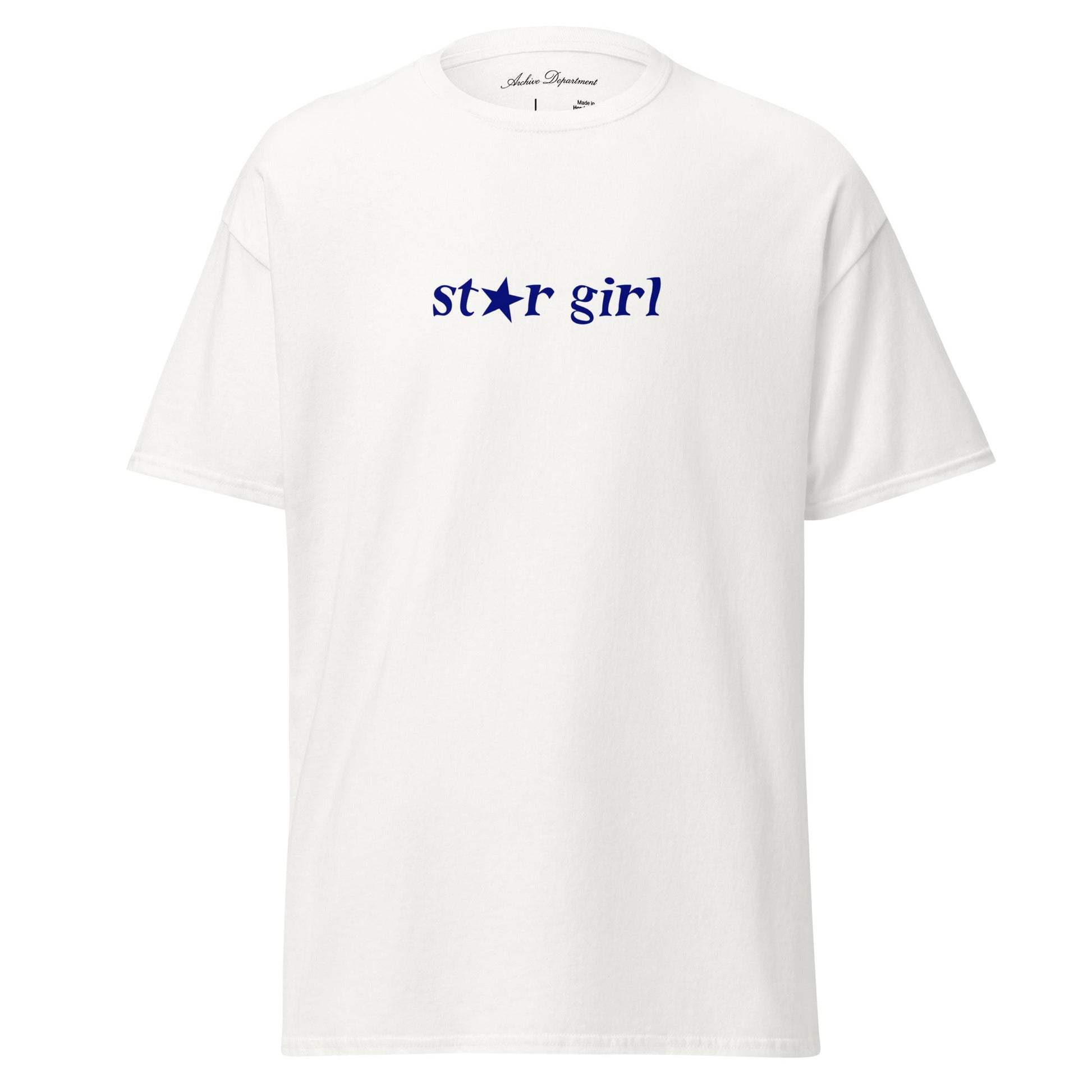 Star Girl T-Shirt white cotton tee front detail — Archive Department