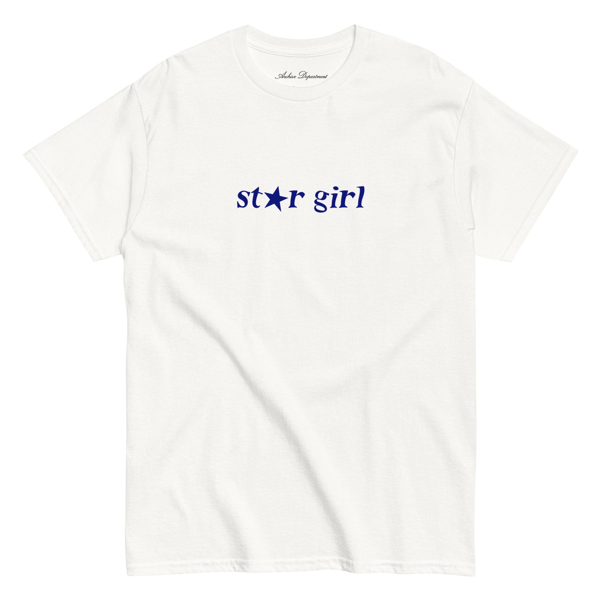 Star Girl T-Shirt white cotton unisex tee front view — Archive Department Summer Drop 2026