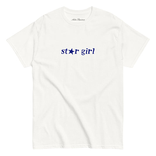 Star Girl T-Shirt white cotton unisex tee front view — Archive Department Summer Drop 2026