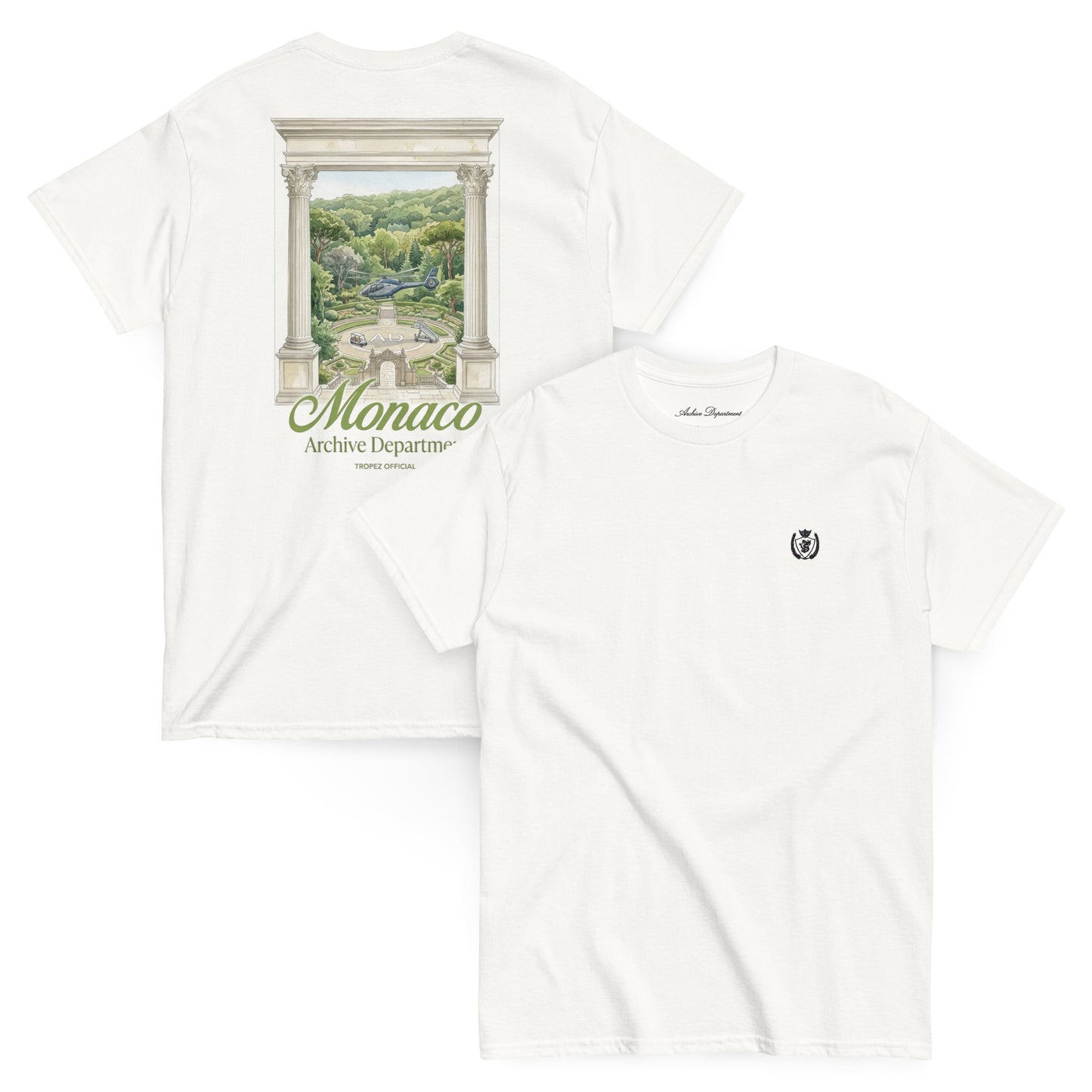 Monaco T-Shirt white front and back — Archive Department