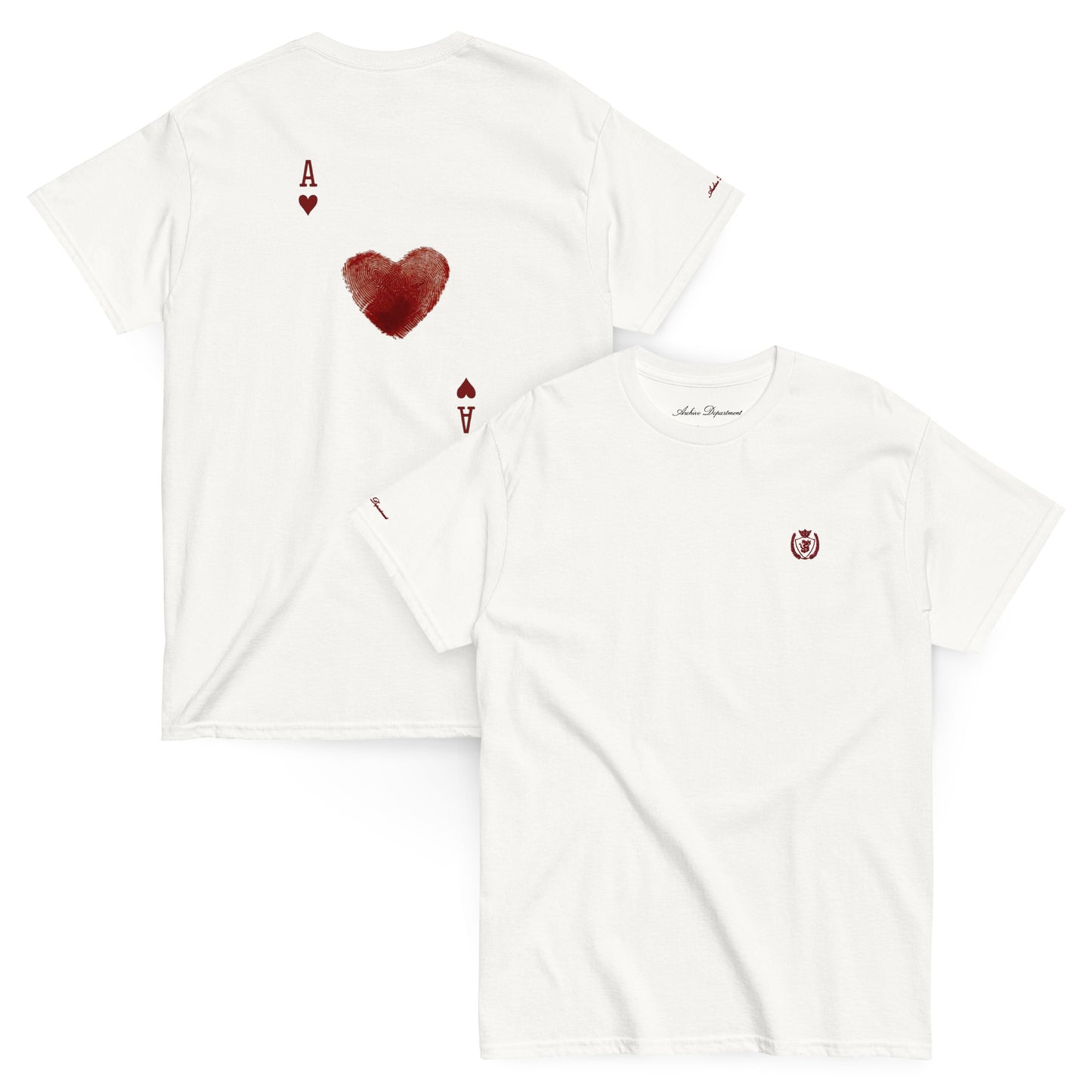 Heart T-Shirt white front and back — Archive Department
