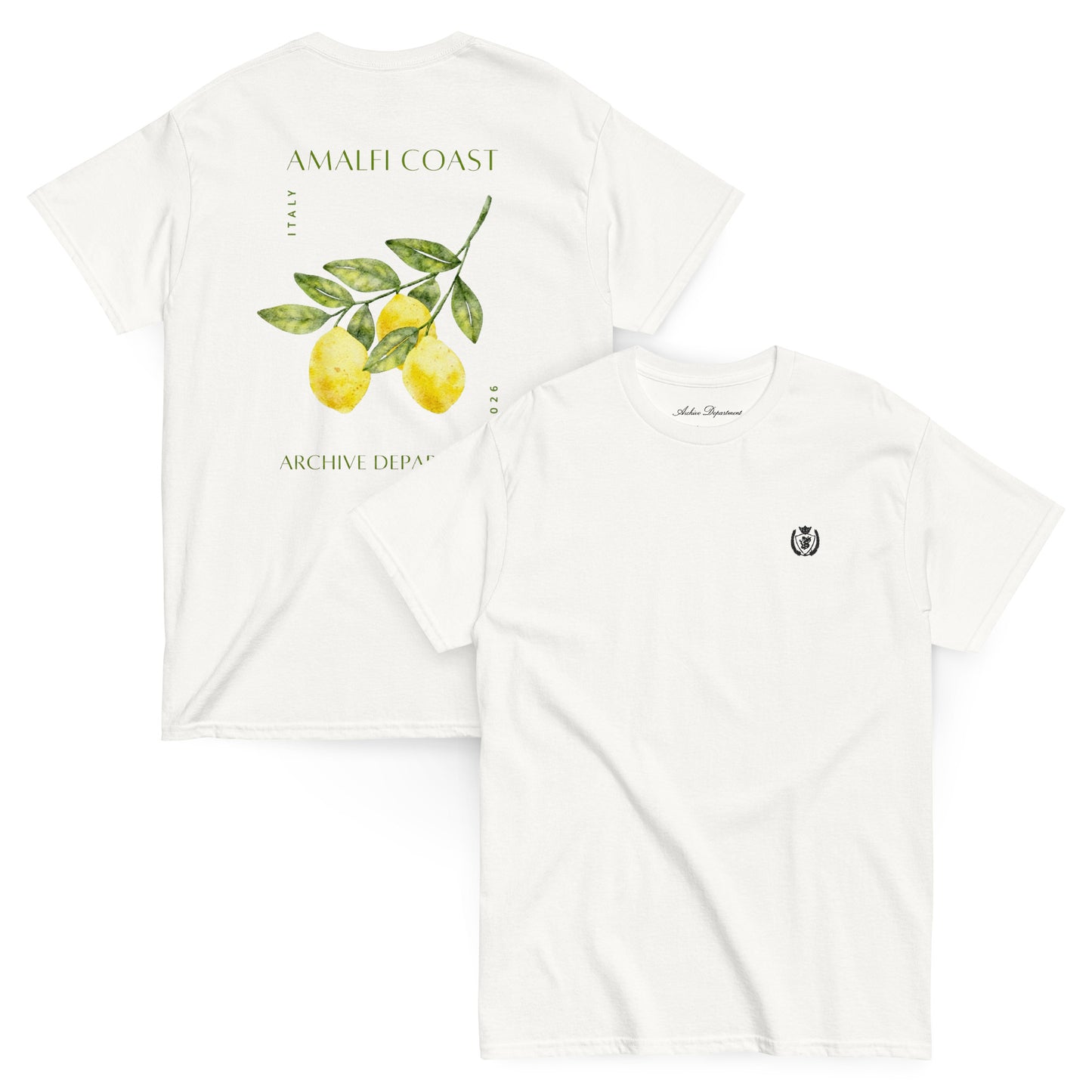 Amalfi Coast T-Shirt white front and back — Archive Department