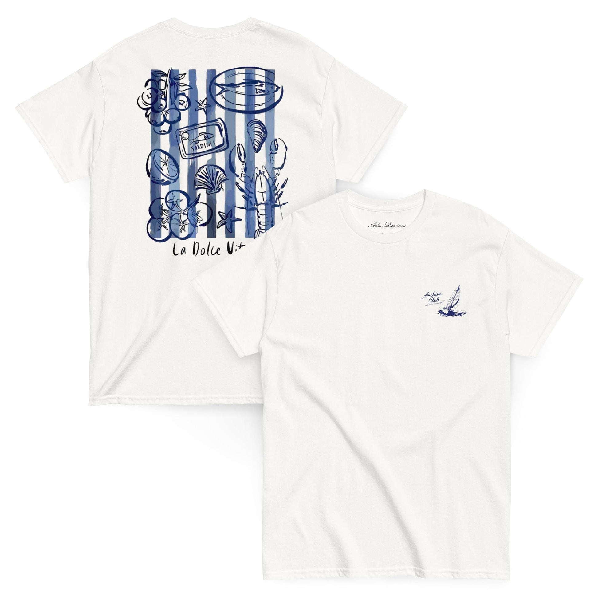 La Dolce Vita T-Shirt white cotton tee front and back combined — Archive Department
