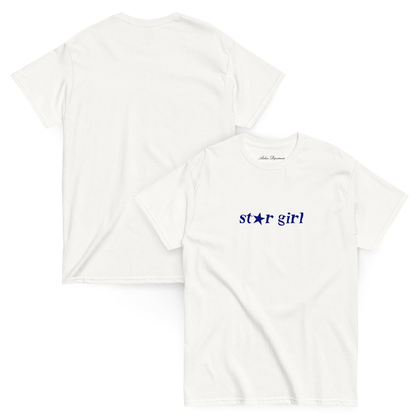 Star Girl T-Shirt white cotton tee front and back combined — Archive Department