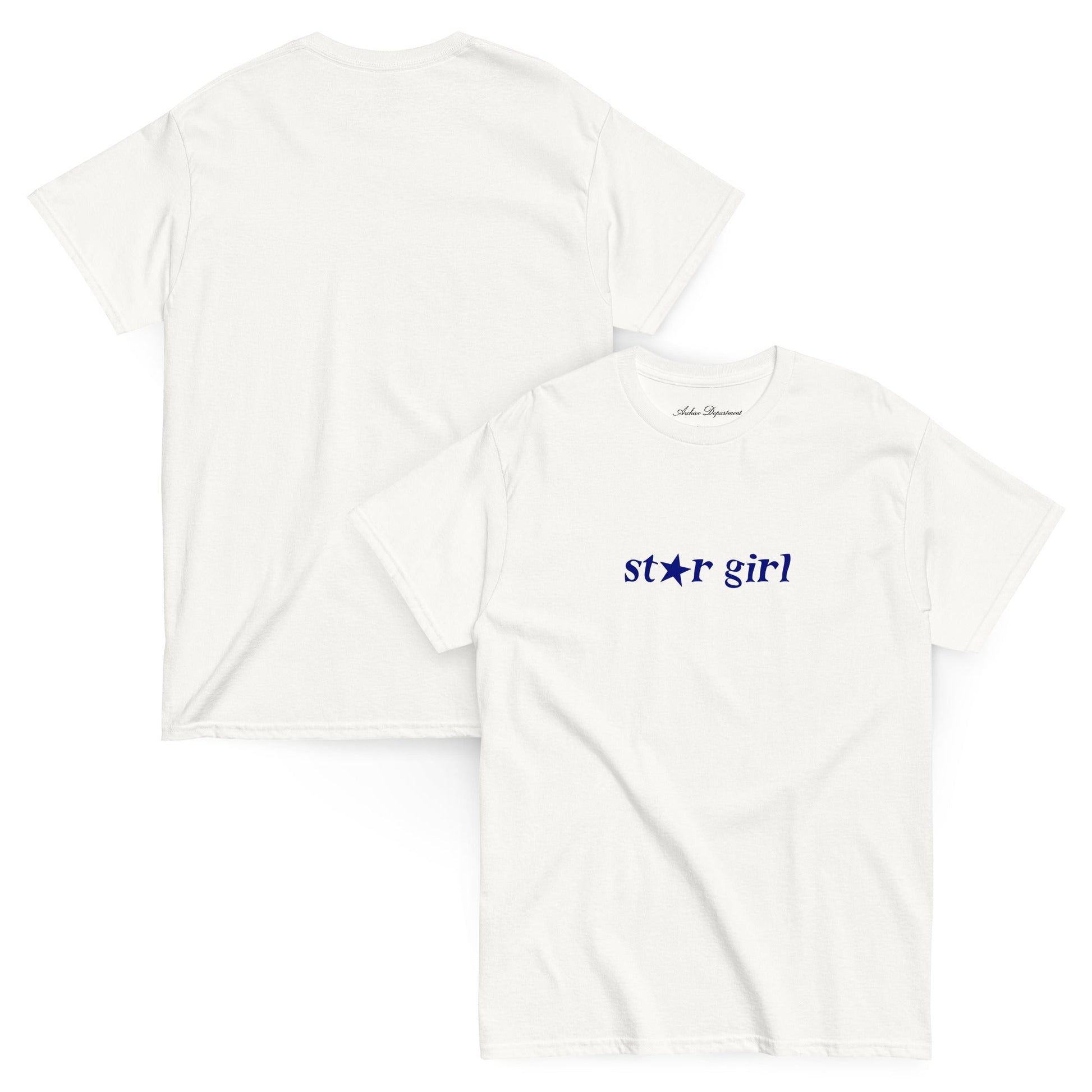 Star Girl T-Shirt white cotton tee front and back combined — Archive Department