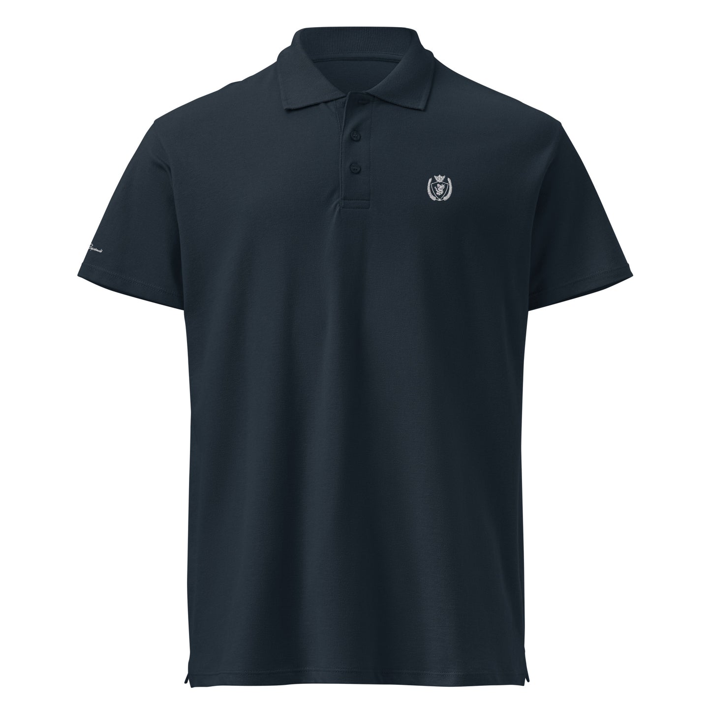 Archive Club Polo navy front view — premium pique cotton polo shirt