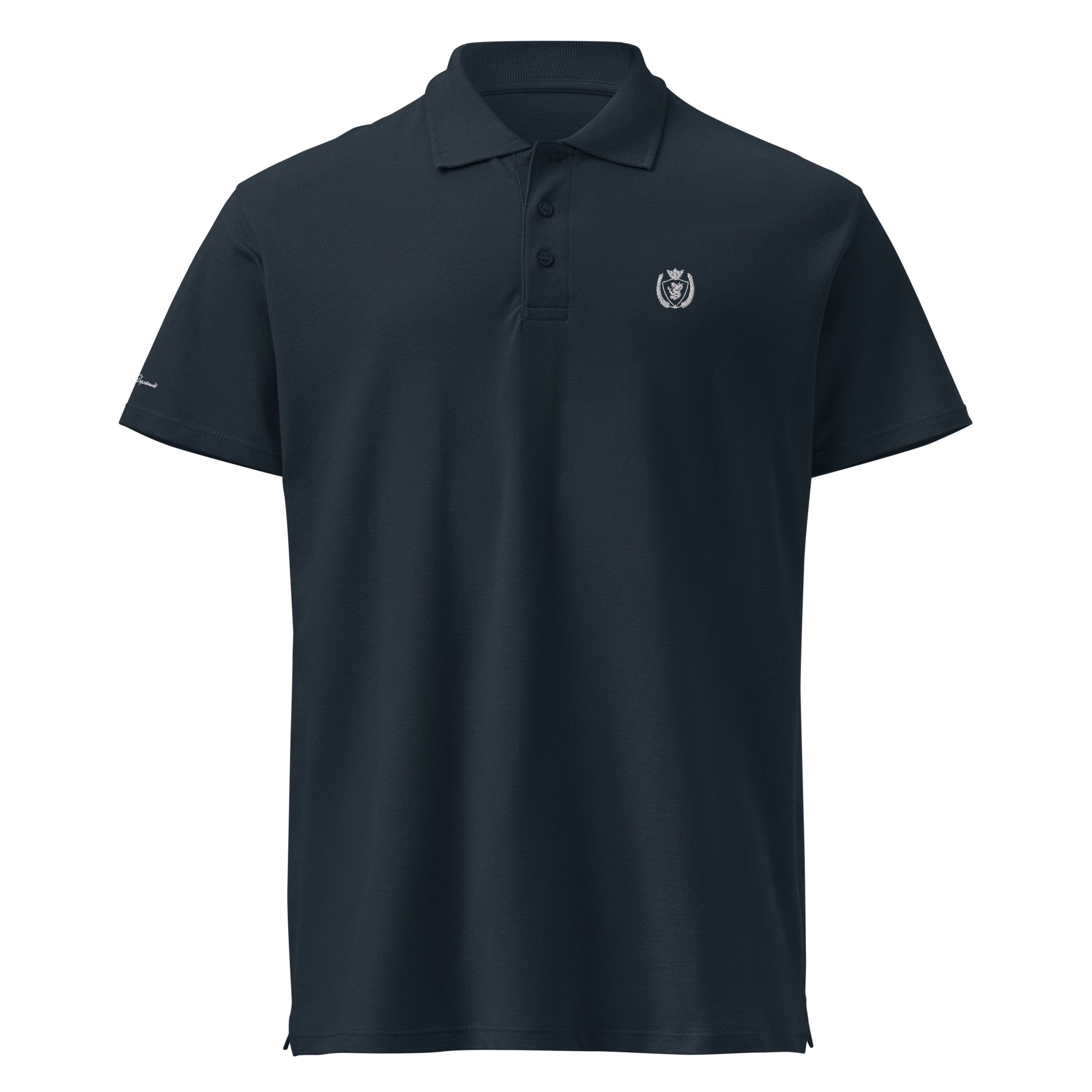 Archive Club Polo navy front view — premium pique cotton polo shirt