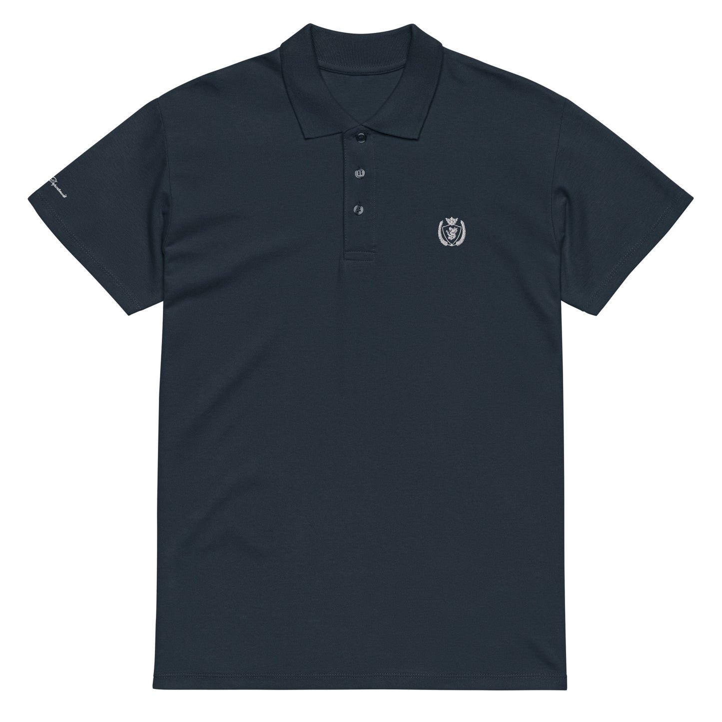Archive Club Polo navy front detail — Archive Department core piece