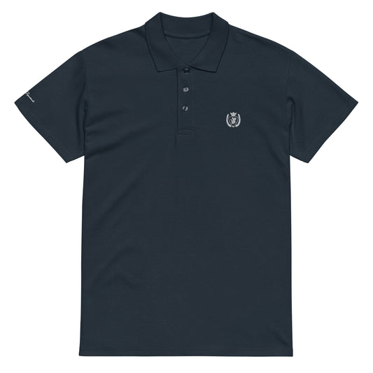 Archive Club Polo navy front detail — Archive Department core piece