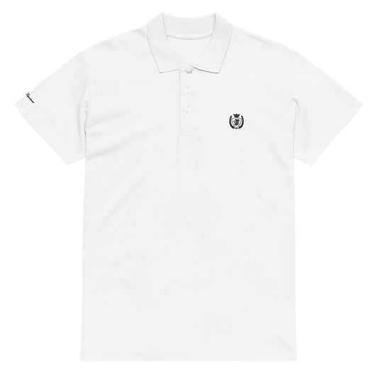 Archive Club Polo white front view — premium pique cotton polo shirt