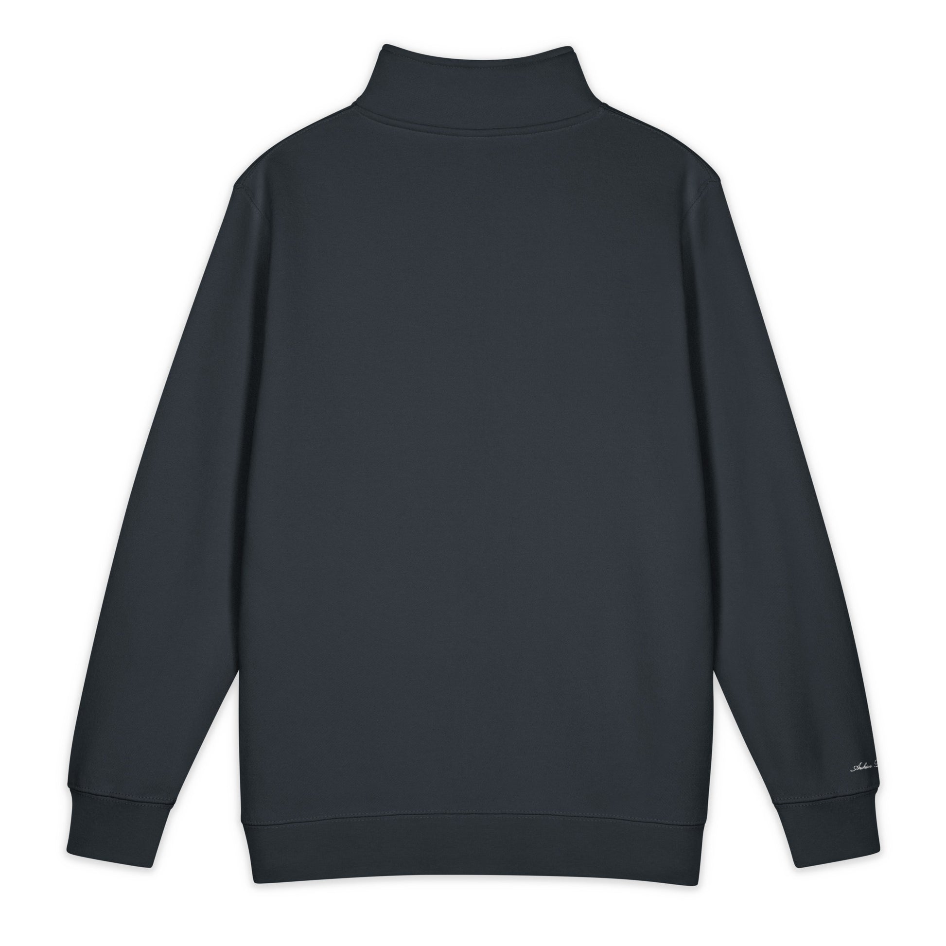 Archive Club Quarter-Zip navy back view — Archive Department layering piece