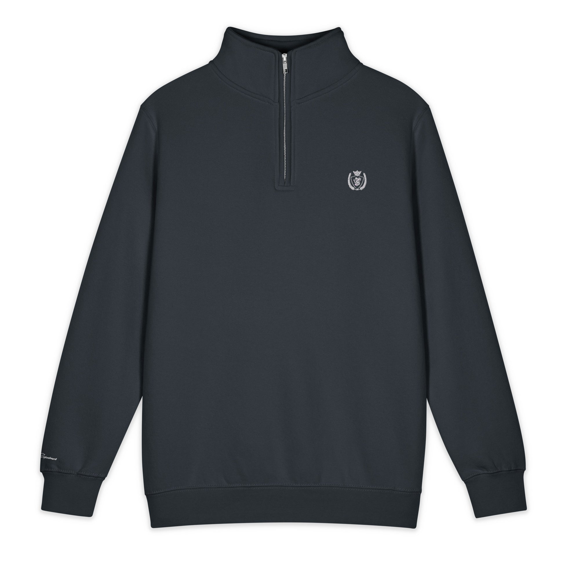 Archive Club Quarter-Zip navy front view — premium cotton sweatshirt