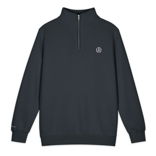 Archive Club Quarter-Zip navy front view — premium cotton sweatshirt