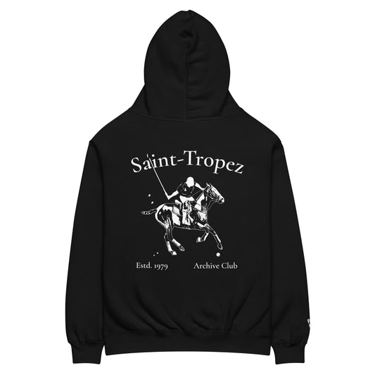 St. Tropez Hoodie black back print — Archive Department oversized cotton hoodie