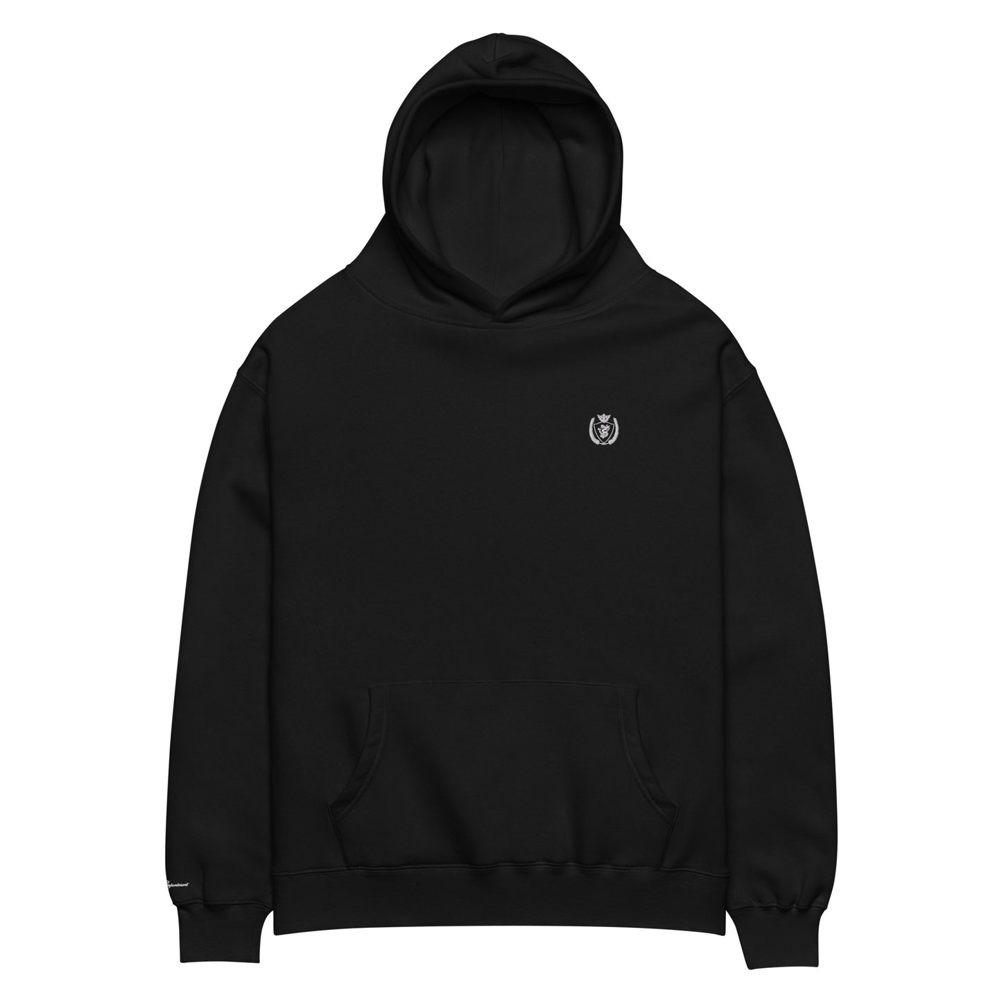 Archive Basic Hoodie black detail front — Archive Department core piece