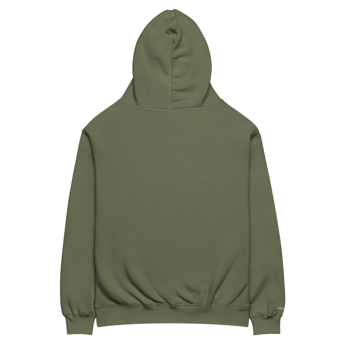 Archive Basic Hoodie cypress green back view — oversized cotton hoodie