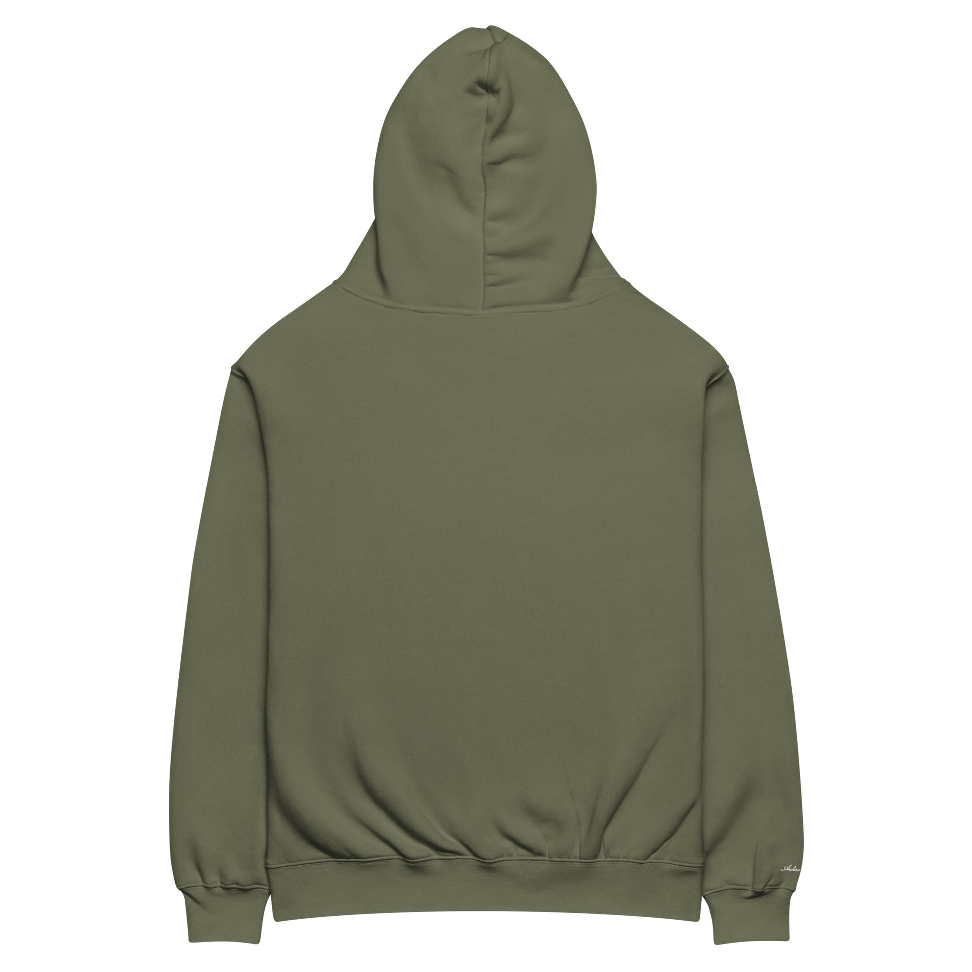 Archive Basic Hoodie cypress green back view — oversized cotton hoodie
