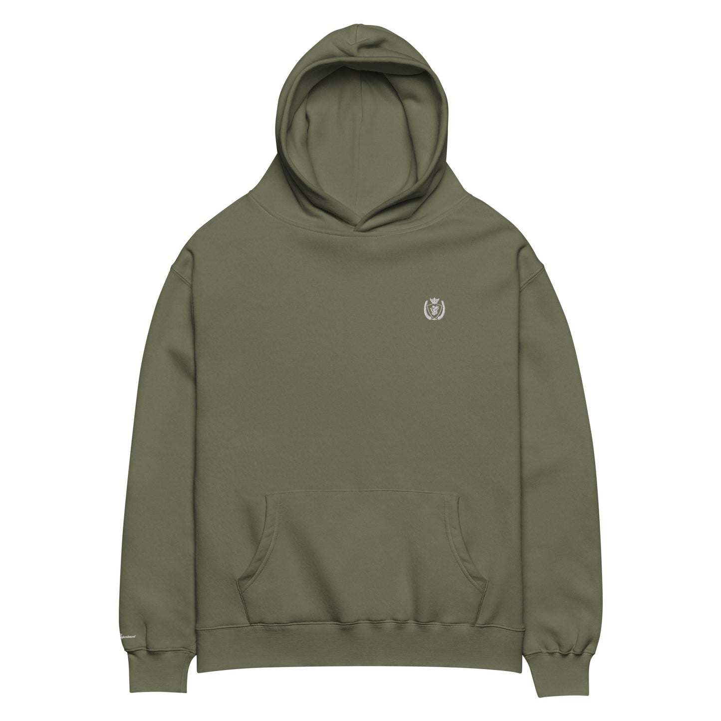 Archive Basic Hoodie cypress green detail front — Archive Department