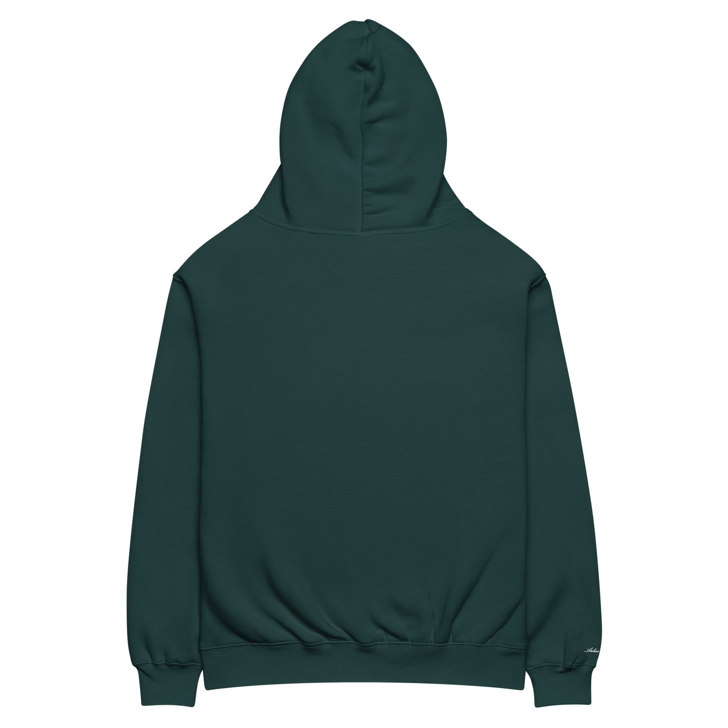 Archive Basic Hoodie pine green back view — oversized cotton hoodie