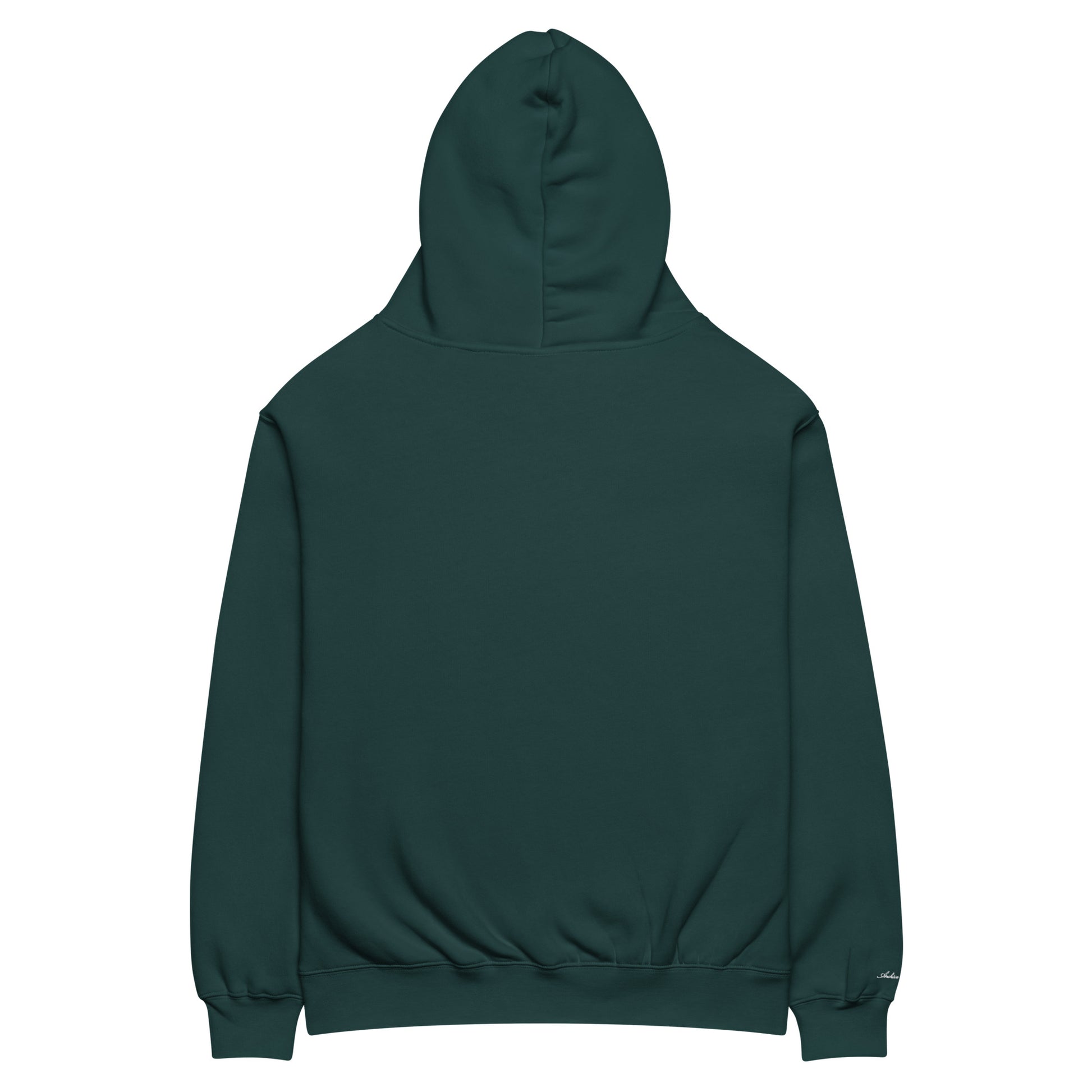 Archive Basic Hoodie pine green back view — oversized cotton hoodie