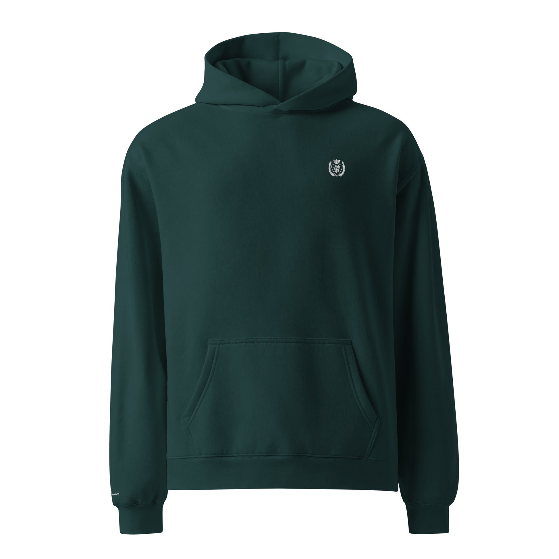 Archive Basic Hoodie pine green front view — oversized cotton hoodie
