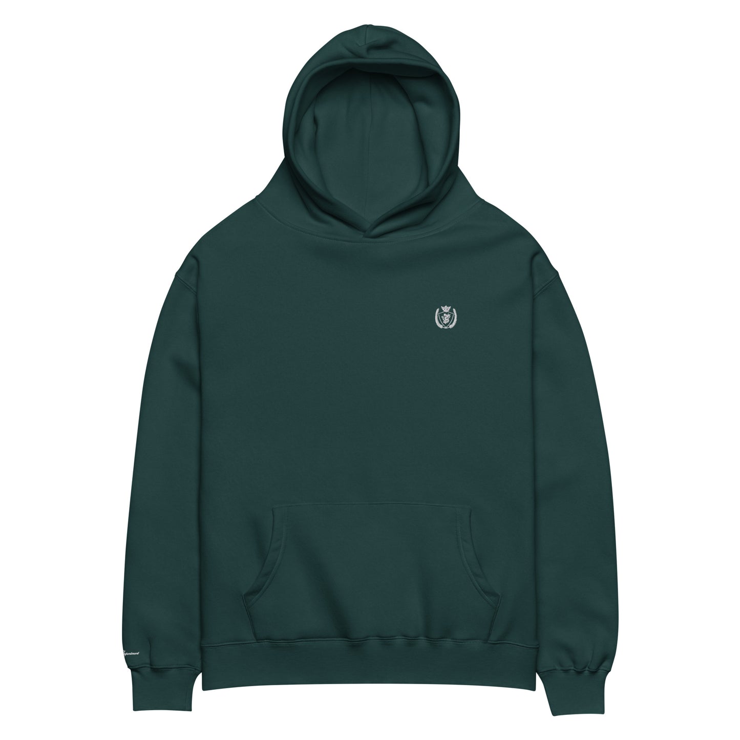 Archive Basic Hoodie pine green detail front — Archive Department