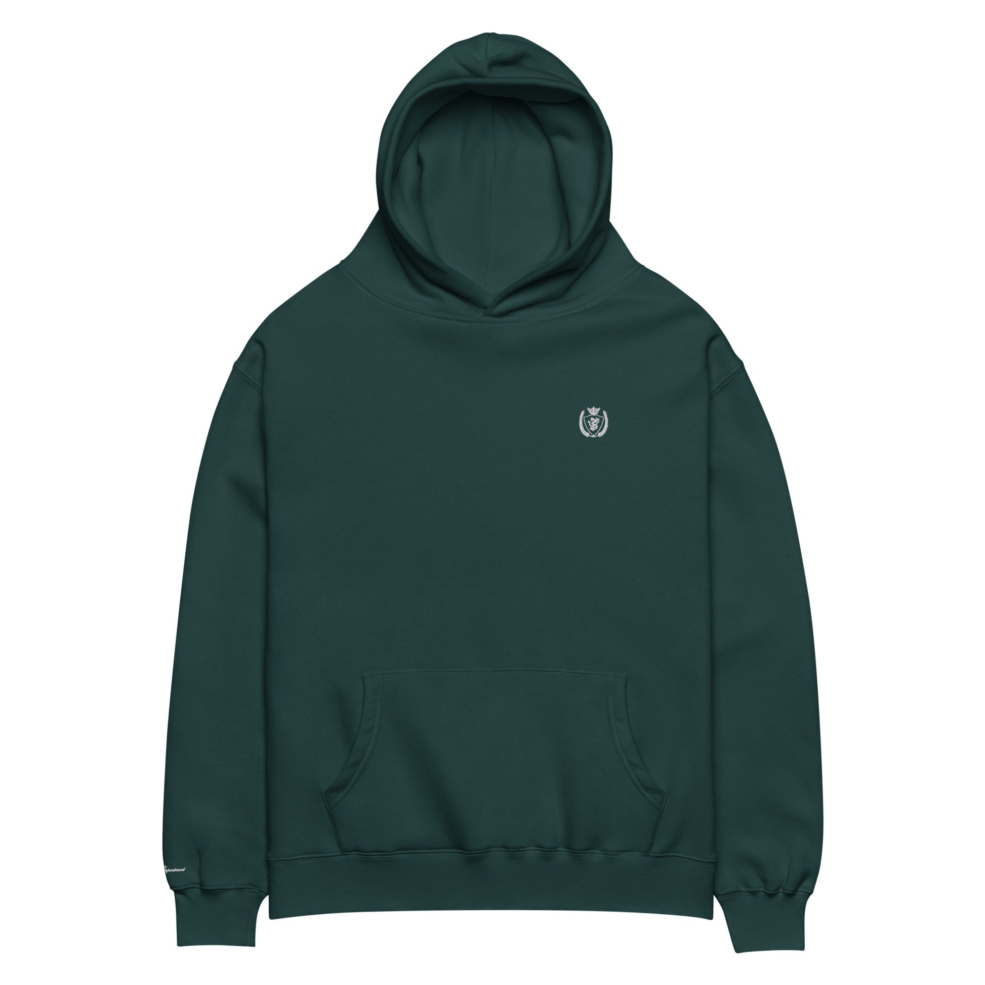 Archive Basic Hoodie pine green detail front — Archive Department